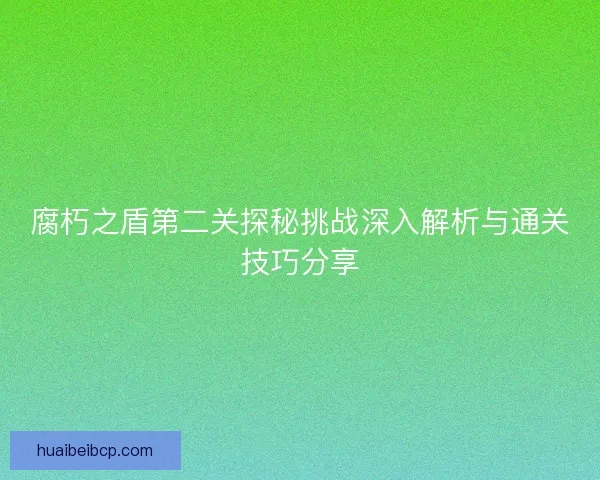 腐朽之盾第二关探秘挑战深入解析与通关技巧分享