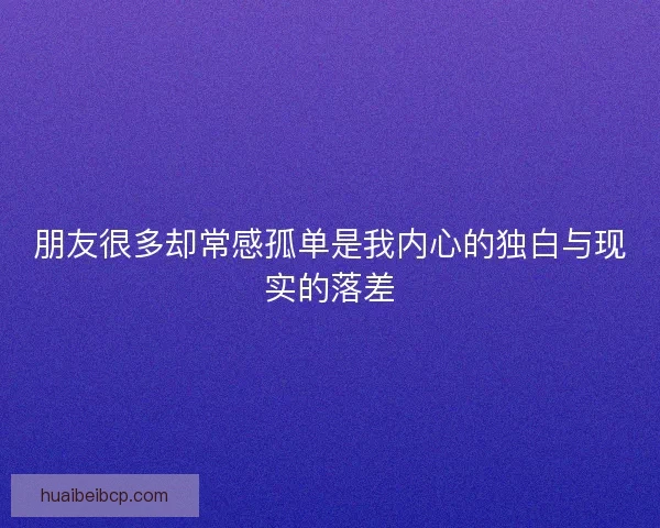 朋友很多却常感孤单是我内心的独白与现实的落差